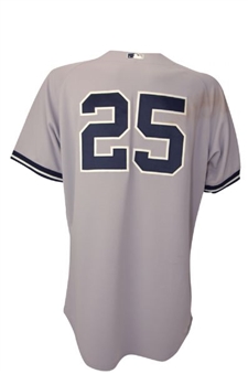 Mark Teixeira  Jersey - NY Yankees 2012 Game Worn #25 Grey Jersey Worn Opening Day (4/6/2012) 